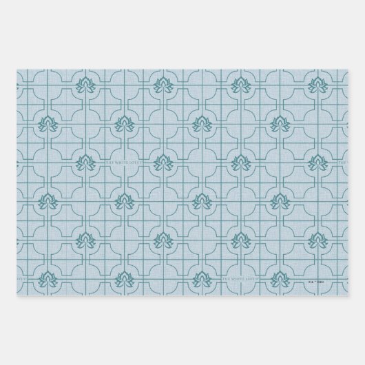 Geometrisches Lotus Grid-Muster - Der weiße Lotus Geschenkpapier Set (Vorderseite 3)