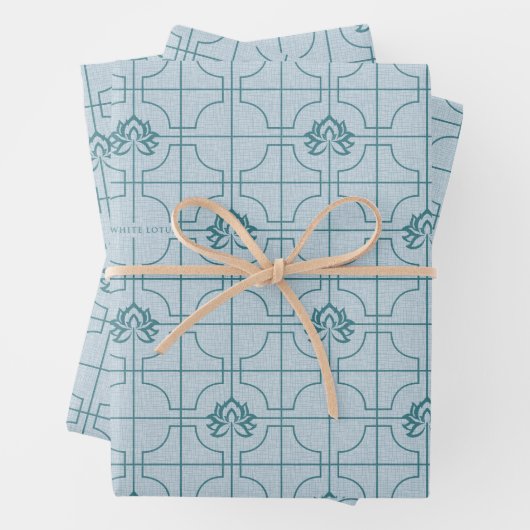 Geometrisches Lotus Grid-Muster - Der weiße Lotus Geschenkpapier Set (Beispiel)