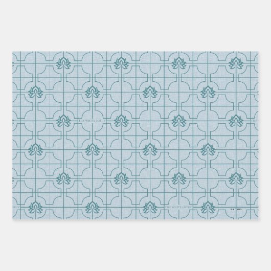 Geometrisches Lotus Grid-Muster - Der weiße Lotus Geschenkpapier Set (Vorderseite)