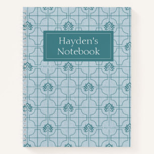 Geometrisches Lotus Grid-Muster - Der weiße Lotus Notizblock