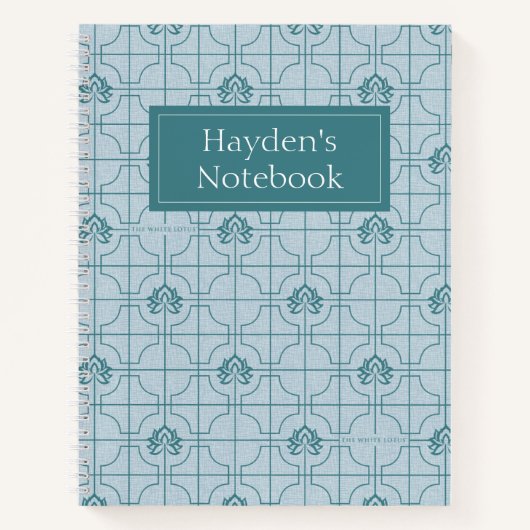 Geometrisches Lotus Grid-Muster - Der weiße Lotus Notizblock (Vorderseite)