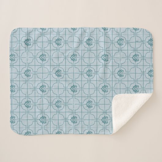 Geometrisches Lotus Grid-Muster - Der weiße Lotus Sherpadecke (Vorderseite (Horizontal))