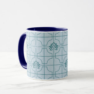 Geometrisches Lotus Grid-Muster - Der weiße Lotus Tasse