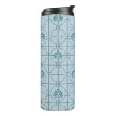 Geometrisches Lotus Grid-Muster - Der weiße Lotus Thermosbecher (Nach links gedreht)