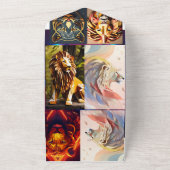 Geometrisches Löwenkopfrissdesign - Mesmerisieren All In One Einladung (Außenbereich)