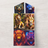 Geometrisches Löwenkopfrissdesign - Mesmerisieren All In One Einladung (Innen Boden)