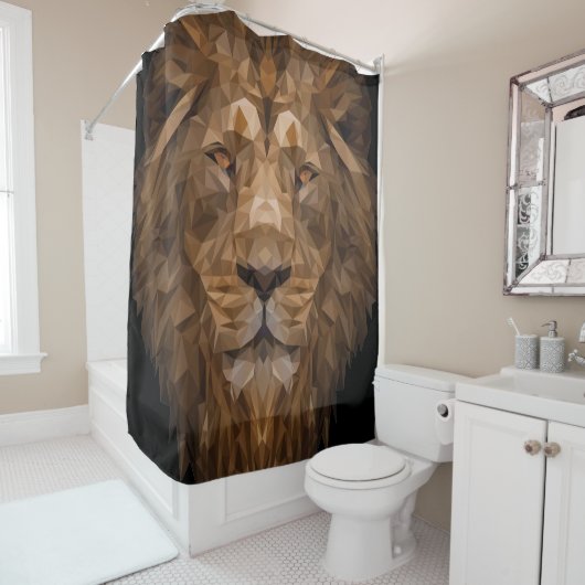 Geometrisches Löwenportrait Duschvorhang (Beispiel)