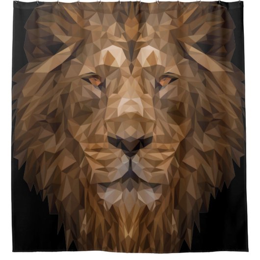 Geometrisches Löwenportrait Duschvorhang (Vorderseite)