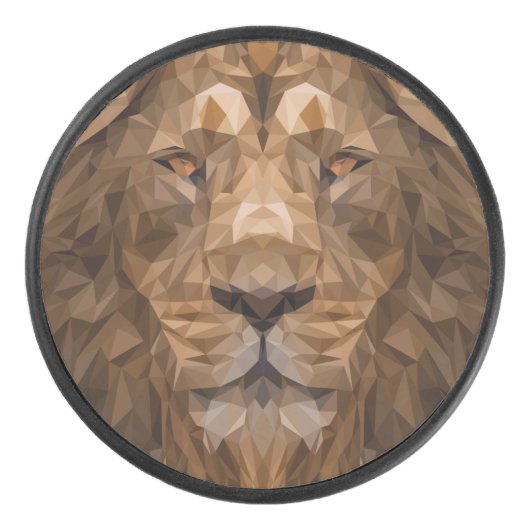Geometrisches Löwenportrait Eishockey Puck (Vorderseite)
