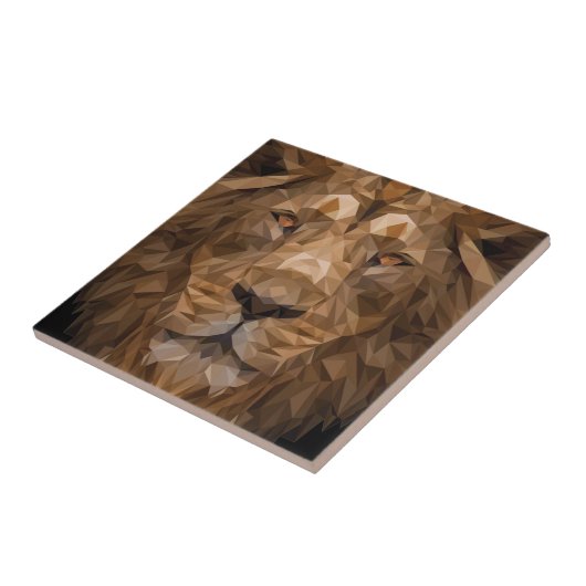 Geometrisches Löwenportrait Fliese (Seite)