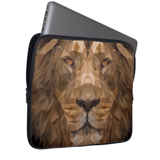 Geometrisches Löwenportrait Laptopschutzhülle (Vorne Rechts)