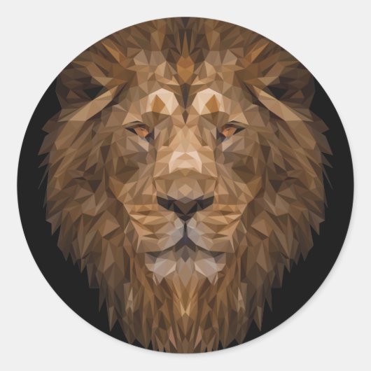 Geometrisches Löwenportrait Runder Aufkleber (Vorderseite)