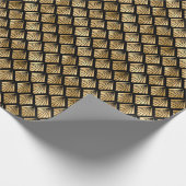 Geometrisches Lüftermuster im Déco-Stil aus Gold u Geschenkpapier (Ecke)