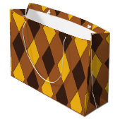 Geometrisches Luxus-Diamantmuster Große Geschenktüte (Rückseite Schrägansicht)