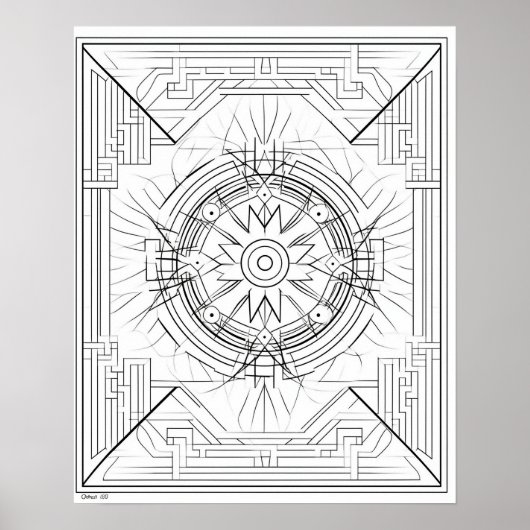 Geometrisches Mandala-Farbplakat für Erwachsene Poster (Vorne)