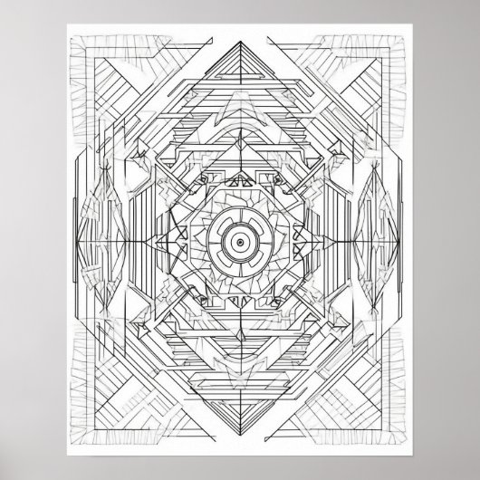 Geometrisches Mandala-Farbplakat für Erwachsene Poster (Vorne)