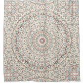 Geometrisches Mandala in Aquamarin, Rose & Sand Duschvorhang (Vorderseite)