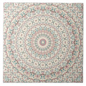 Geometrisches Mandala in Aquamarin, Rose & Sand Fliese (Vorderseite)