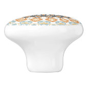 Geometrisches Mandala in Orange, Grau und Blau Keramikknauf (Seitenansicht)