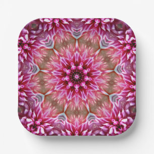 Geometrisches Mandala Pink-Blume-Muster-67545 Pappteller