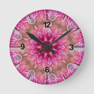 Geometrisches Mandala Pink-Blume-Muster-67545 Runde Wanduhr