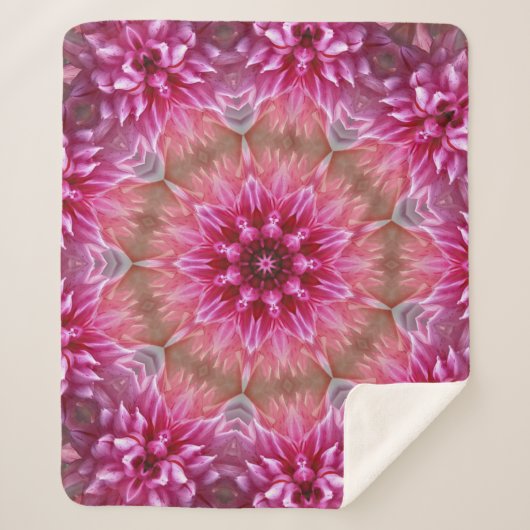 Geometrisches Mandala Pink-Blume-Muster-67545 Sherpadecke (Vorderseite)