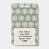 Geometrisches Mandala Sage Cream Ausweis (Rückseite)