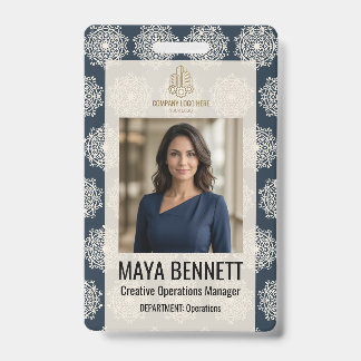 Geometrisches Mandala Tiefes Navy Elfenbein Ausweis