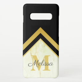 Geometrisches Marbild für Schwarzes Gold Monogram iPhone 16 Hülle