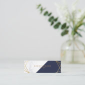 Geometrisches Marble Gold Blue Mini Business Card Mini Visitenkarte (Stehend Vorderseite)