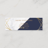 Geometrisches Marble Gold Blue Mini Business Card Mini Visitenkarte (Rückseite)