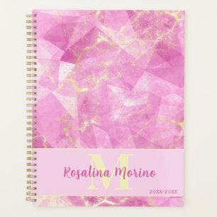 Geometrisches Marmor aus rosa Quarz mit Gold Planer