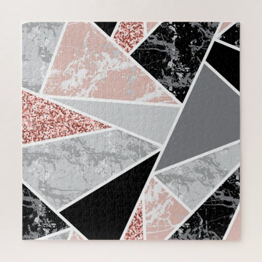 Geometrisches Marmor mit rosa Glitzer: Nahtlos Puzzle (Vertikal)
