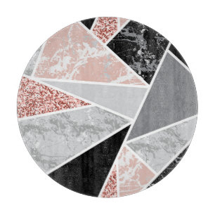 Geometrisches Marmor mit rosa Glitzer: Nahtlos Schneidebrett