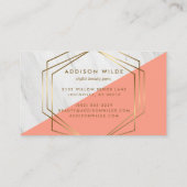 Geometrisches Marmor Moderne Peach Gold Trendy Chi Visitenkarte (Rückseite)