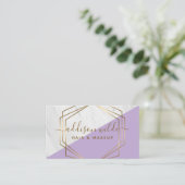 Geometrisches Marmor Modernes Violet Gold Trendy C Visitenkarte (Stehend Vorderseite)