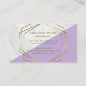 Geometrisches Marmor Modernes Violet Gold Trendy C Visitenkarte (Rückseite)