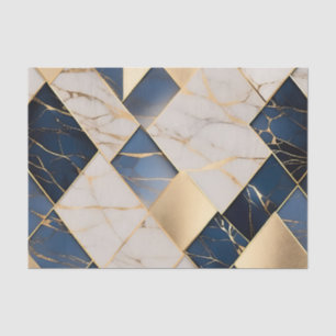 Geometrisches Marmorblau und Gold modern Seidenpapier