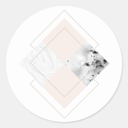 Geometrisches Marmordesign Runder Aufkleber (Vorderseite)