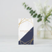 Geometrisches Marmorgoldblaue vertikale Visitenkarte (Stehend Vorderseite)