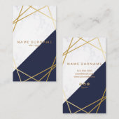 Geometrisches Marmorgoldblaue vertikale Visitenkarte (Vorne/Hinten)