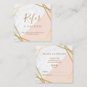 Geometrisches Marmorgoldhellrosa quadratische Visitenkarte (Vorne/Hinten)