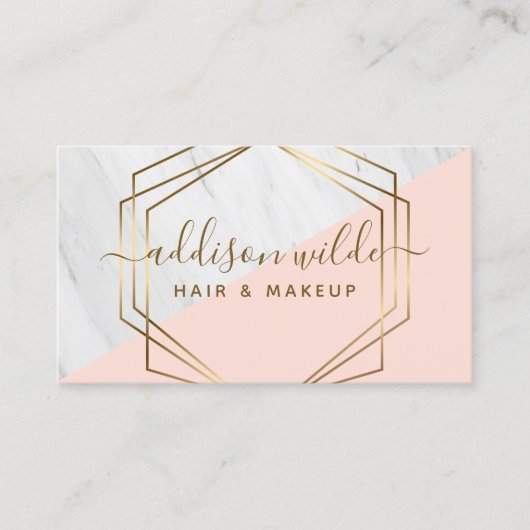 Geometrisches Marmorrosa Visitenkarte (Vorderseite)