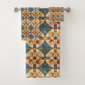 Geometrisches marokkanisches Fliesenmuster#1 Aquam Badhandtuch Set (Insitu)