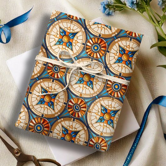 Geometrisches marokkanisches Fliesenmuster#2 Aquam Geschenkpapier