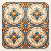 Geometrisches marokkanisches Fliesenmuster#2 Aquam Rechteckiger Pappuntersetzer (Vorderseite)