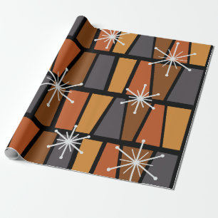 Geometrisches MCM Abstrakt Burnt Orange Geschenkpapier