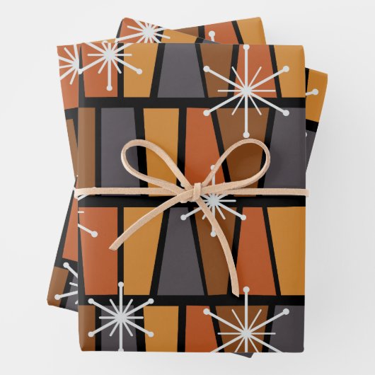 Geometrisches MCM Abstrakt Burnt Orange Geschenkpapier Set (Beispiel)