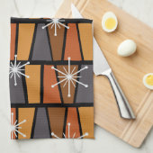 Geometrisches MCM Abstrakt Burnt Orange Geschirrtuch (Viertel Falte)