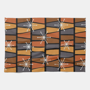 Geometrisches MCM Abstrakt Burnt Orange Geschirrtuch